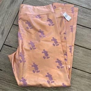 Disney Parks Metallic Rose Gold Mickey Mouse Print Leggings Womens Size XL NWT